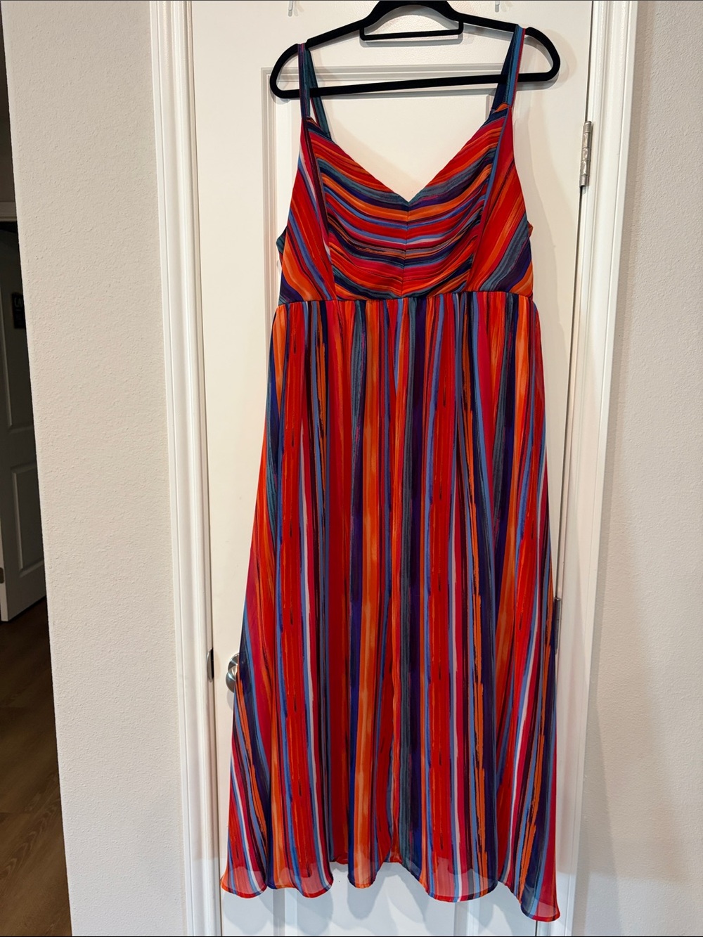torrid Red Orange Blue Purple Striped Maxi Dress